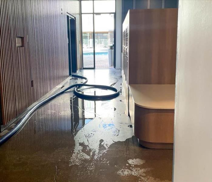 Commercial showroom with water damage. 