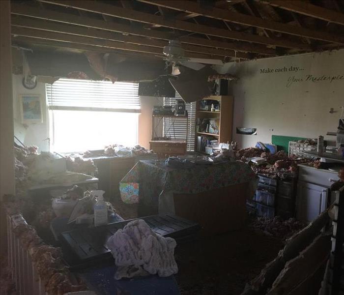 Denver Home with fire damage and caved in ceiling